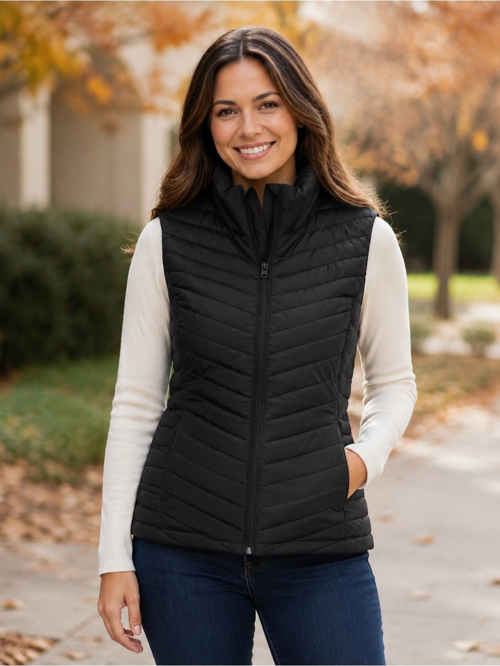 Old Navy Black Quilted Packable Puffer Vest